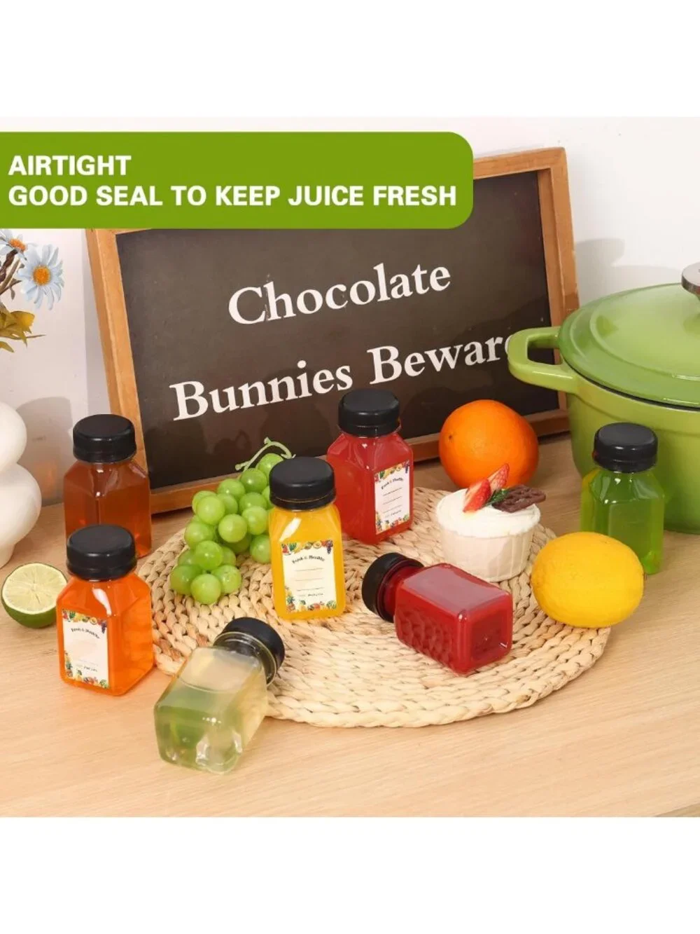36pcs 4oz Clear Juice Bottles with Caps - Reusable Plastic Containers for